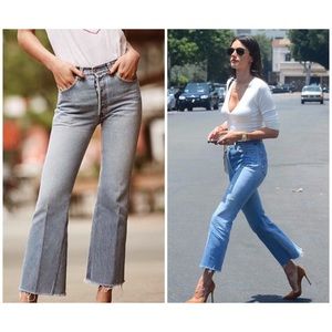 Re/done Originals High Rise Ankle Crop Flare Jeans